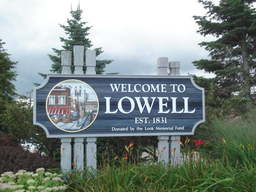 Welcome to Lowell road sign