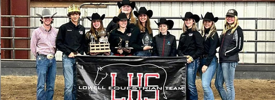 LHS Equestrian Team poses for phot after earning second place in the state.